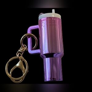 Pink And Purple Rhinestone Tumbler Keychain – Mini Sparkle Stanley-Inspired Cup